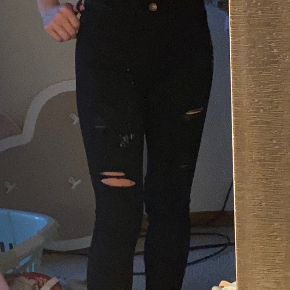 Hollister black ripped skinny jeans